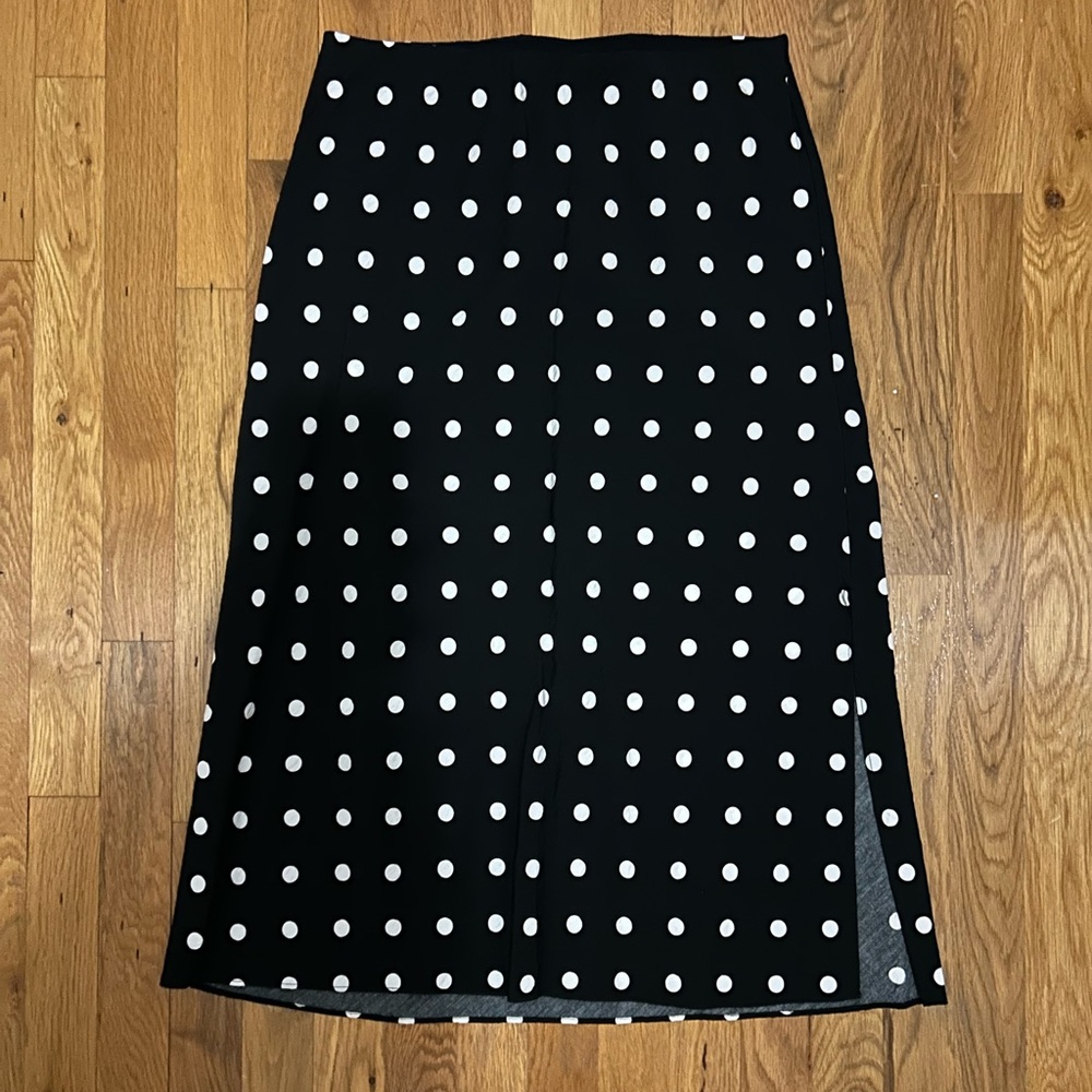 Madewell Black and White Polka Dot Midi Skirt